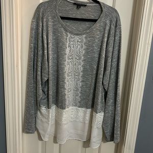 Zac & Rachel light sweater with lace strip and chiffon bottom